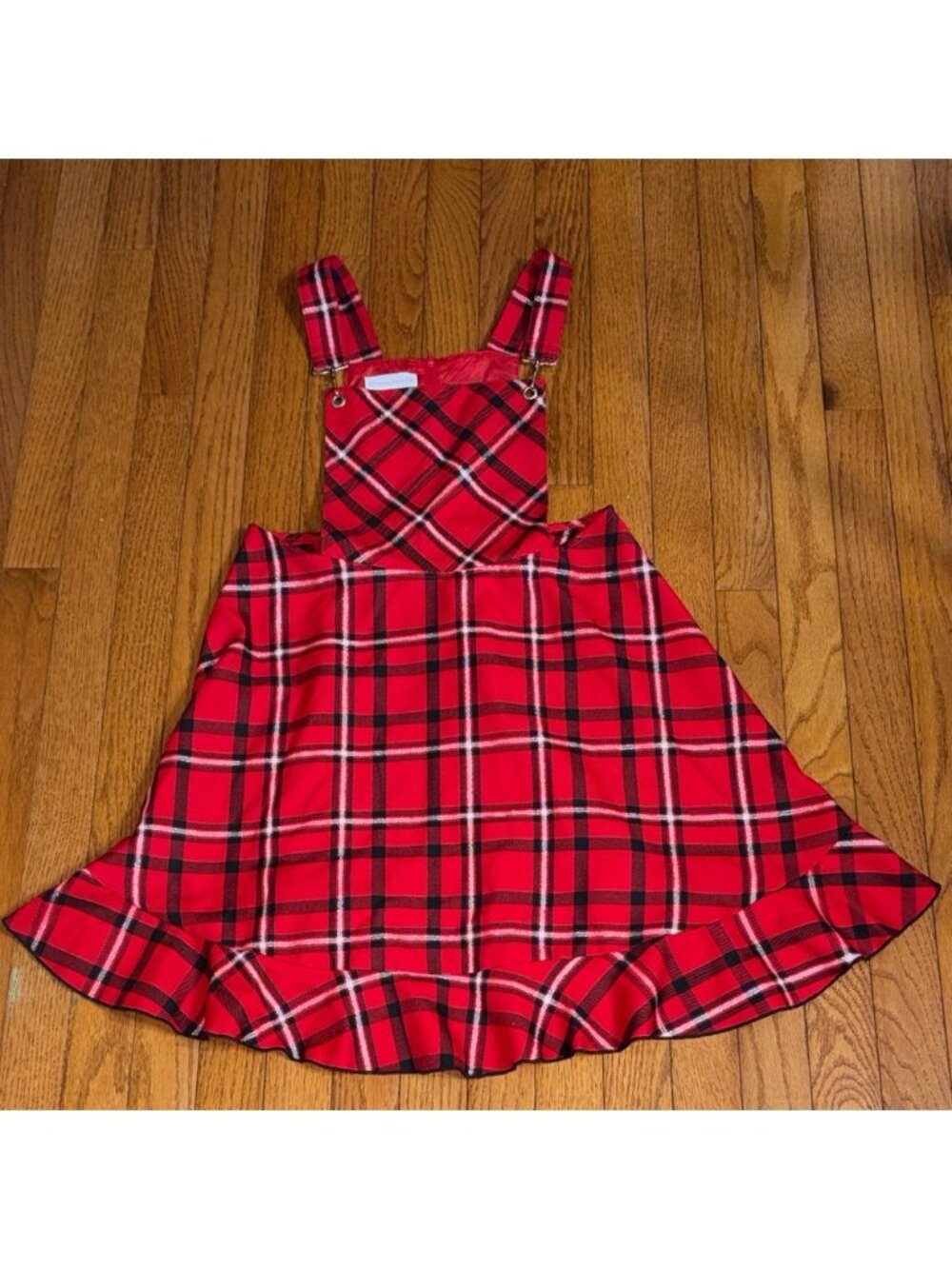 Bonnie Jean Red Plaid Kids Overalls